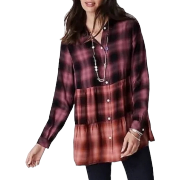 J. jill Y2K Plaid Tunic Babydoll Top - Picture 3 of 9